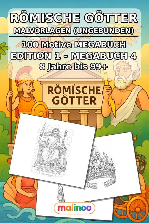 Römische Götter Malbuch 100 Ausmalbilder gedruckt+lose – Cover