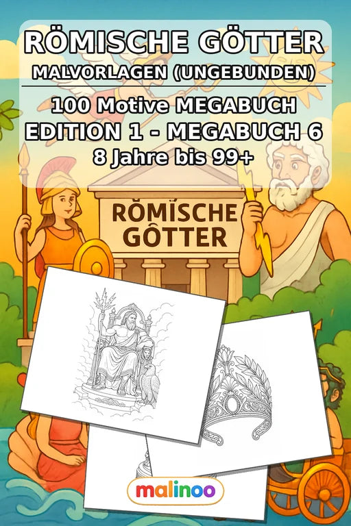 Römische Götter Malbuch 100 Ausmalbilder gedruckt+lose – Cover