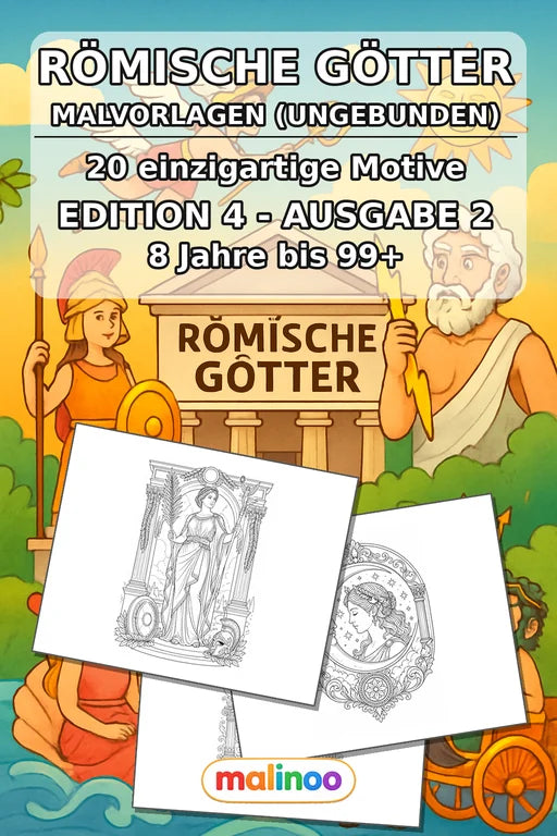 Römische Götter Malbuch 20 Ausmalbilder gedruckt+lose – Cover