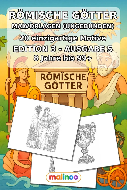 Römische Götter Malbuch 20 Ausmalbilder gedruckt+lose – Cover