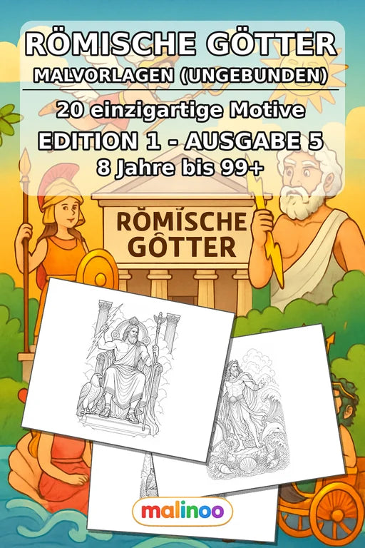 Römische Götter Malbuch 20 Ausmalbilder gedruckt+lose – Cover