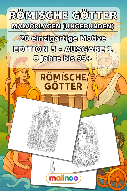 Römische Götter Malbuch 20 Ausmalbilder gedruckt+lose – Cover
