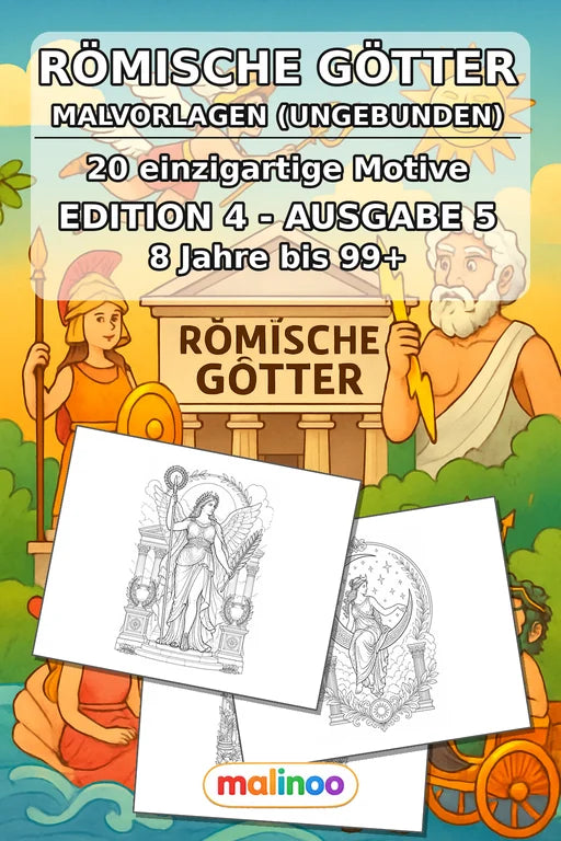 Römische Götter Malbuch 20 Ausmalbilder gedruckt+lose – Cover
