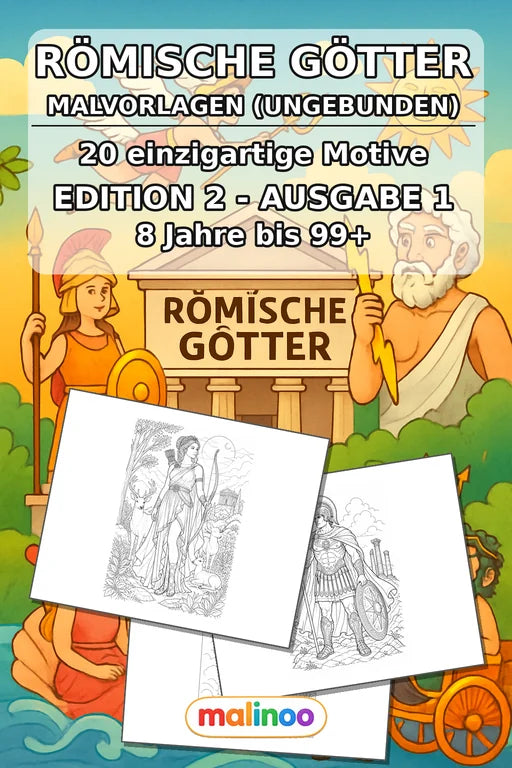 Römische Götter Malbuch 20 Ausmalbilder gedruckt+lose – Cover