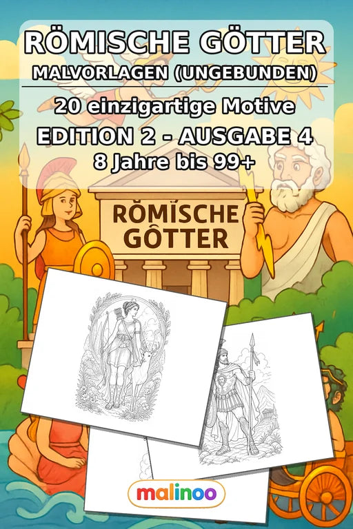 Römische Götter Malbuch 20 Ausmalbilder gedruckt+lose – Cover