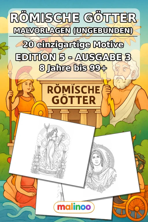 Römische Götter Malbuch 20 Ausmalbilder gedruckt+lose – Cover