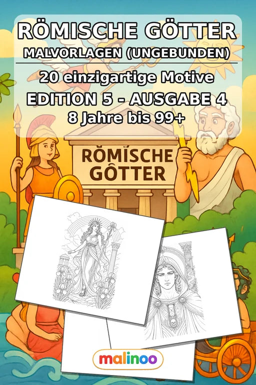 Römische Götter Malbuch 20 Ausmalbilder gedruckt+lose – Cover