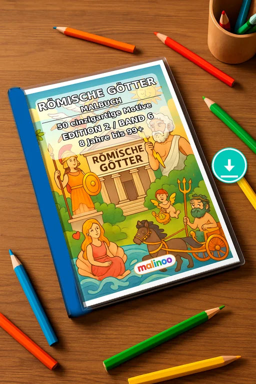 Römische Götter Malbuch 50 Ausmalbilder PDF Download – Mockup-Ansicht