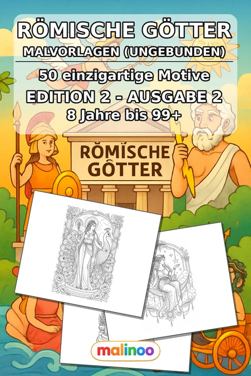 Römische Götter Malbuch 50 Ausmalbilder gedruckt, ungebunden – Cover