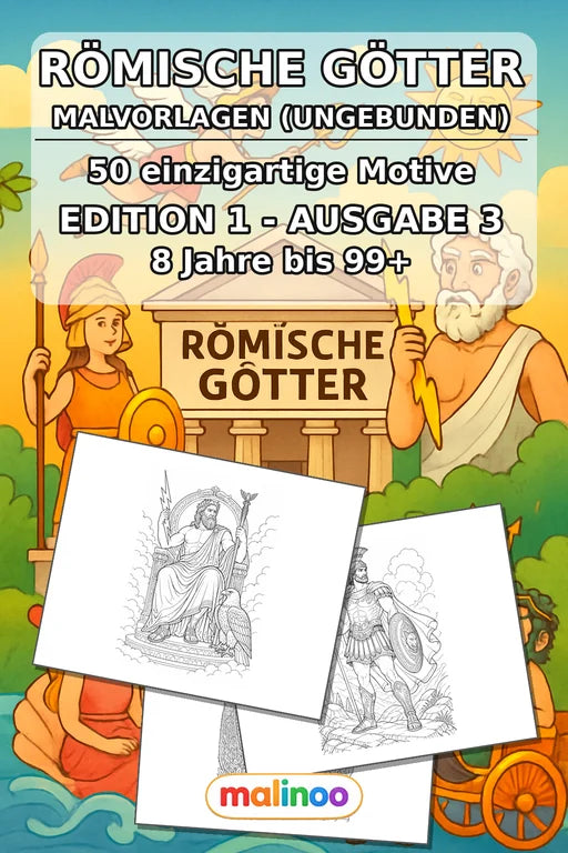 Römische Götter Malbuch 50 Ausmalbilder gedruckt+lose – Cover