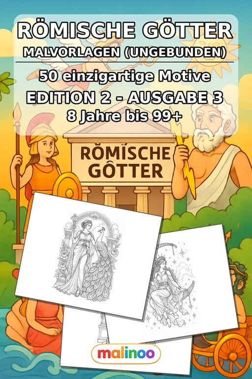 Römische Götter Malbuch 50 Ausmalbilder gedruckt, ungebunden – Cover