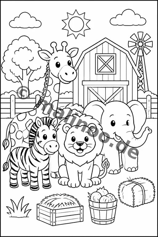 Safari-Tiere Malbuch 100 Ausmalbilder PDF Download – Vorschaubild 4