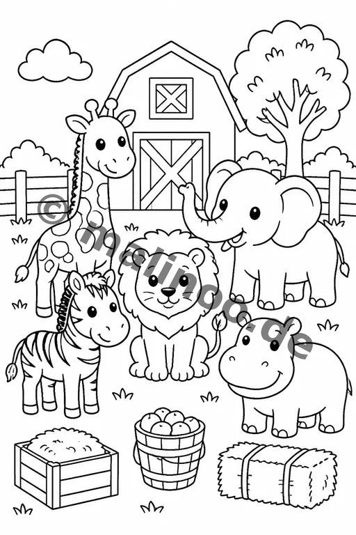 Safari-Tiere Malbuch 100 Ausmalbilder PDF Download – Vorschaubild 4