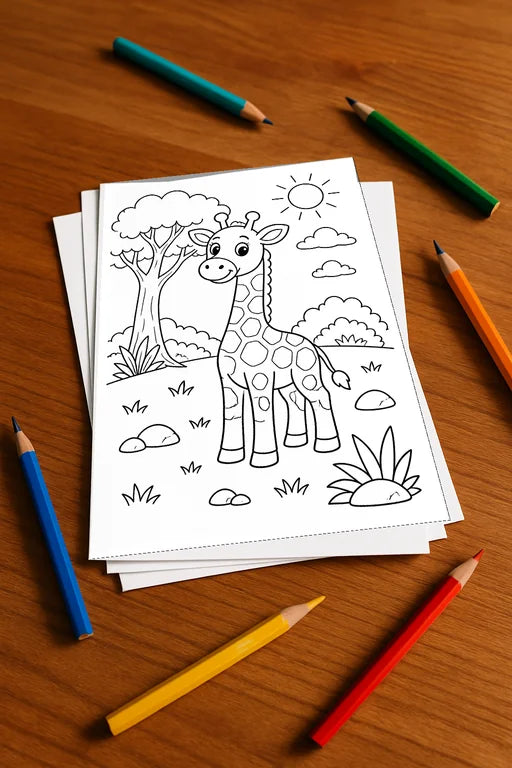 Safari-Tiere Malbuch 100 Ausmalbilder gedruckt+lose – Mockup-Ansicht