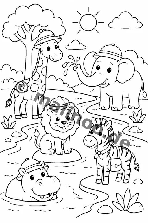 Safari-Tiere Malbuch 100 Ausmalbilder gedruckt+lose – Vorschaubild 7