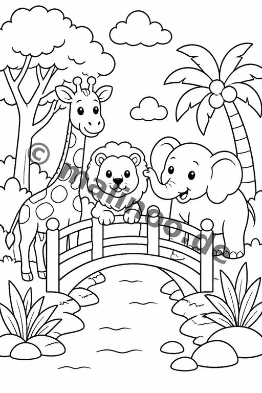 Safari-Tiere Malbuch 100 Ausmalbilder gedruckt+lose – Vorschaubild 8