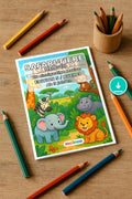 Safari-Tiere Malbuch 20 Ausmalbilder PDF Download – Mockup-Ansicht