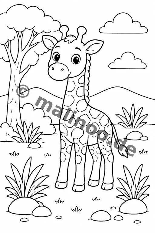 Safari-Tiere Malbuch 20 Ausmalbilder PDF Download – Vorschaubild 1
