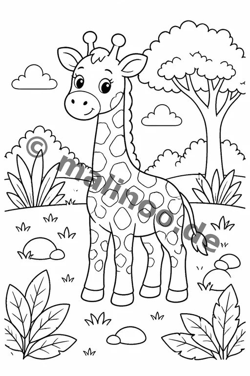 Safari-Tiere Malbuch 20 Ausmalbilder PDF Download – Vorschaubild 1