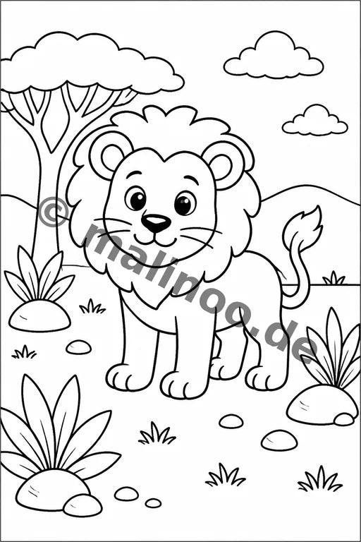 Safari-Tiere Malbuch 20 Ausmalbilder PDF Download – Vorschaubild 1