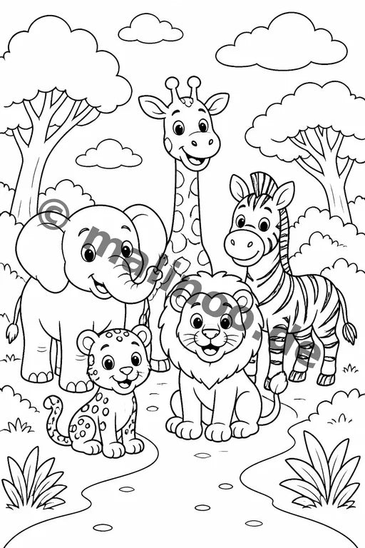Safari-Tiere Malbuch 20 Ausmalbilder PDF Download – Vorschaubild 2