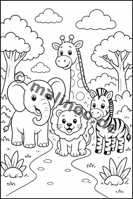 Safari-Tiere Malbuch 20 Ausmalbilder PDF Download – Vorschaubild 2