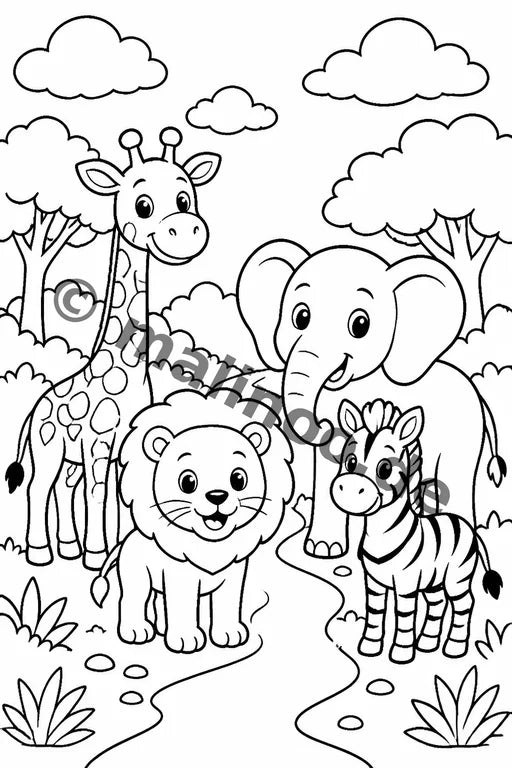 Safari-Tiere Malbuch 20 Ausmalbilder PDF Download – Vorschaubild 2
