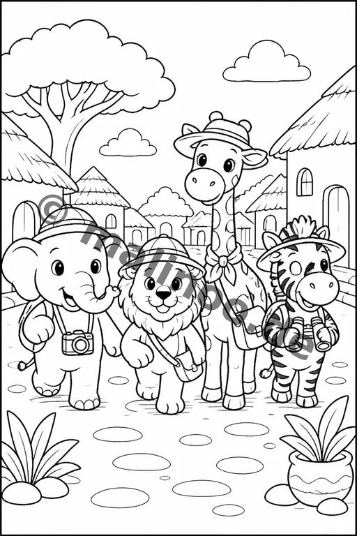 Safari-Tiere Malbuch 20 Ausmalbilder PDF Download – Vorschaubild 3