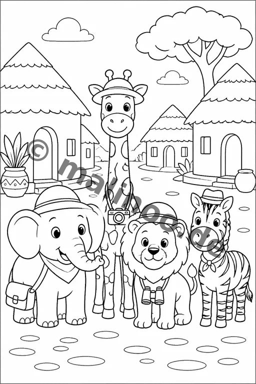 Safari-Tiere Malbuch 20 Ausmalbilder PDF Download – Vorschaubild 3