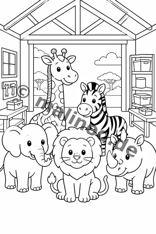 Safari-Tiere Malbuch 20 Ausmalbilder PDF Download – Vorschaubild 4