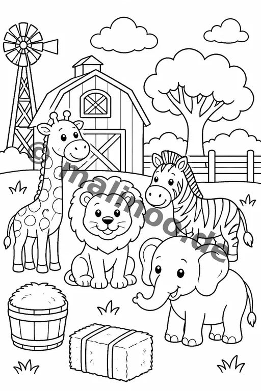 Safari-Tiere Malbuch 20 Ausmalbilder PDF Download – Vorschaubild 4