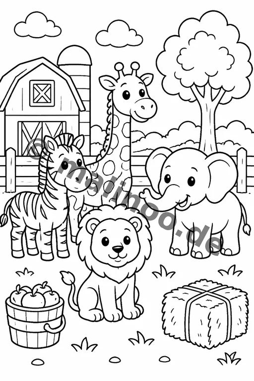 Safari-Tiere Malbuch 20 Ausmalbilder PDF Download – Vorschaubild 4