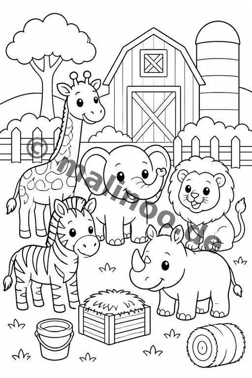 Safari-Tiere Malbuch 20 Ausmalbilder PDF Download – Vorschaubild 4