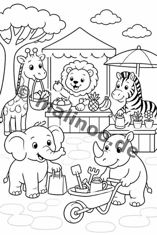Safari-Tiere Malbuch 20 Ausmalbilder gedruckt+lose – Vorschaubild 10
