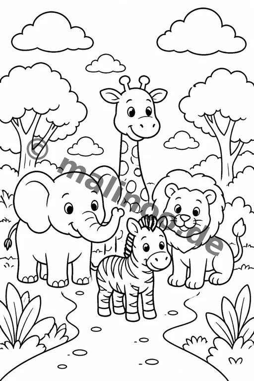 Safari-Tiere Malbuch 20 Ausmalbilder gedruckt+lose – Vorschaubild 2