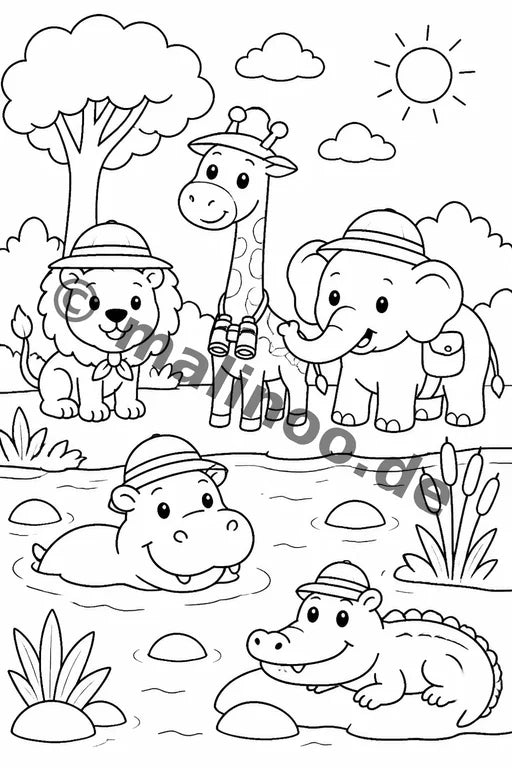 Safari-Tiere Malbuch 20 Ausmalbilder gedruckt+lose – Vorschaubild 7