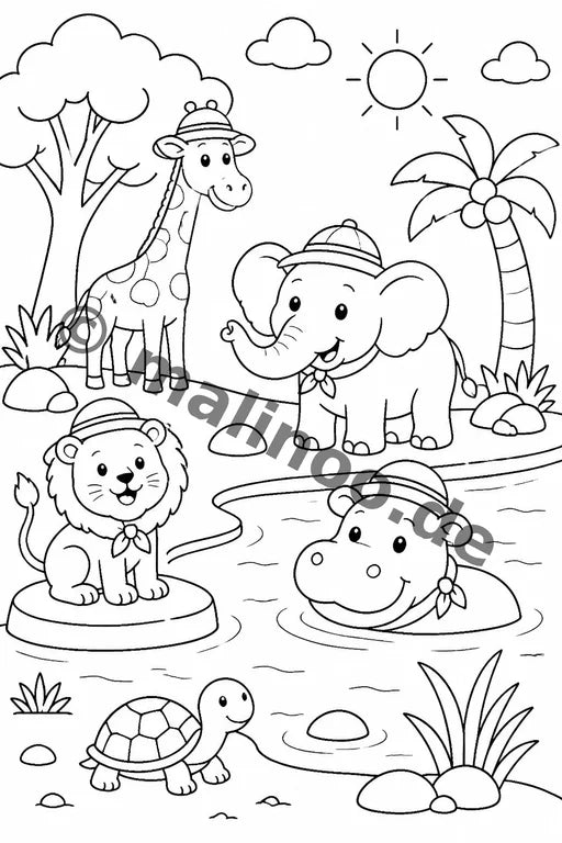 Safari-Tiere Malbuch 20 Ausmalbilder gedruckt+lose – Vorschaubild 7