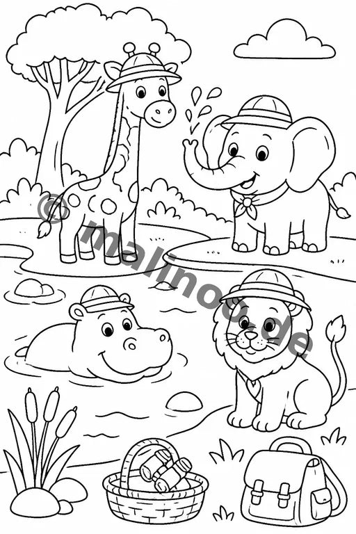 Safari-Tiere Malbuch 20 Ausmalbilder gedruckt+lose – Vorschaubild 7