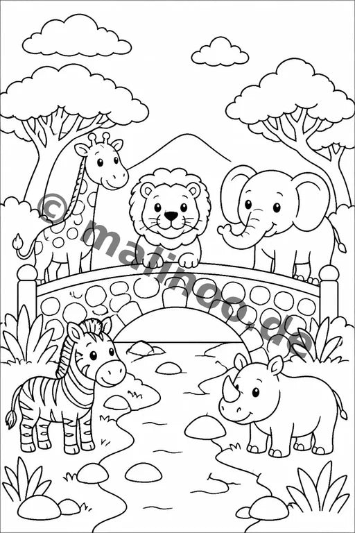 Safari-Tiere Malbuch 20 Ausmalbilder gedruckt+lose – Vorschaubild 8