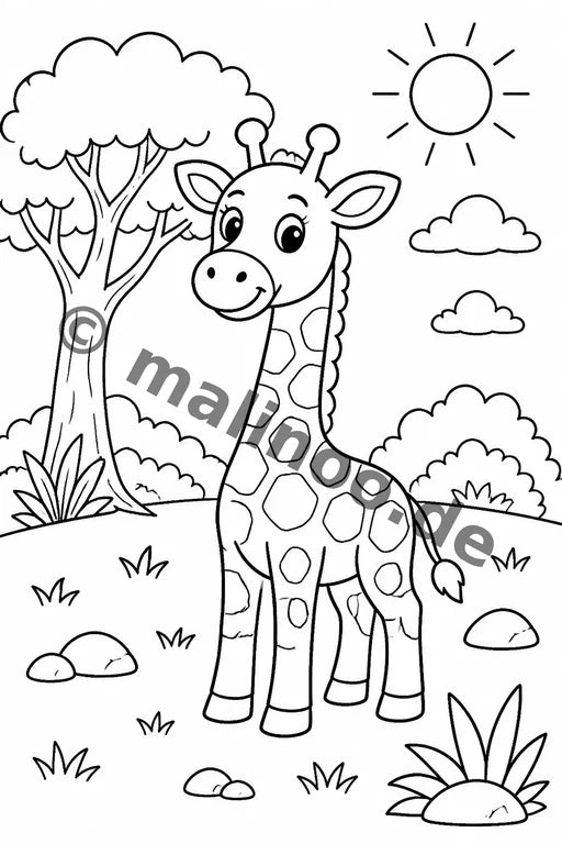 Safari-Tiere Malbuch 50 Ausmalbilder PDF Download – Vorschaubild 1