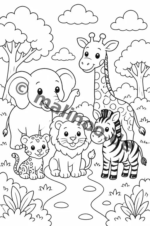 Safari-Tiere Malbuch 50 Ausmalbilder PDF Download – Vorschaubild 2