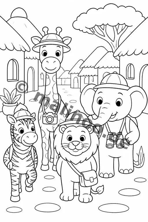 Safari-Tiere Malbuch 50 Ausmalbilder PDF Download – Vorschaubild 3