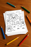 Safari-Tiere Malbuch 50 Ausmalbilder gedruckt+lose – Mockup-Ansicht