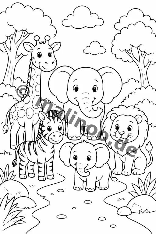 Safari-Tiere Malbuch 50 Ausmalbilder gedruckt+lose – Vorschaubild 2