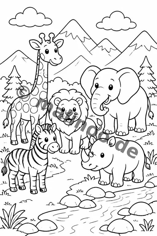 Safari-Tiere Malbuch 50 Ausmalbilder gedruckt+lose – Vorschaubild 6