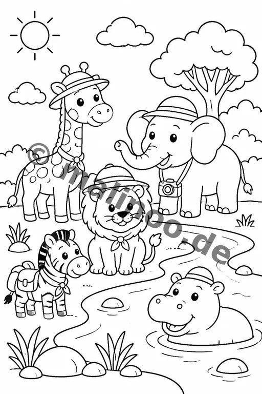 Safari-Tiere Malbuch 50 Ausmalbilder gedruckt+lose – Vorschaubild 7