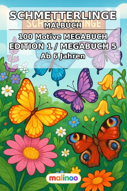 Schmetterlinge Malbuch 100 Ausmalbilder gedruckt+gebunden – Cover