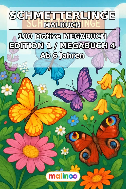 Schmetterlinge Malbuch 100 Ausmalbilder gedruckt+gebunden – Cover