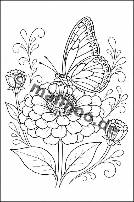 Schmetterlinge Malbuch 100 Ausmalbilder gedruckt+gebunden – Vorschaubild 7