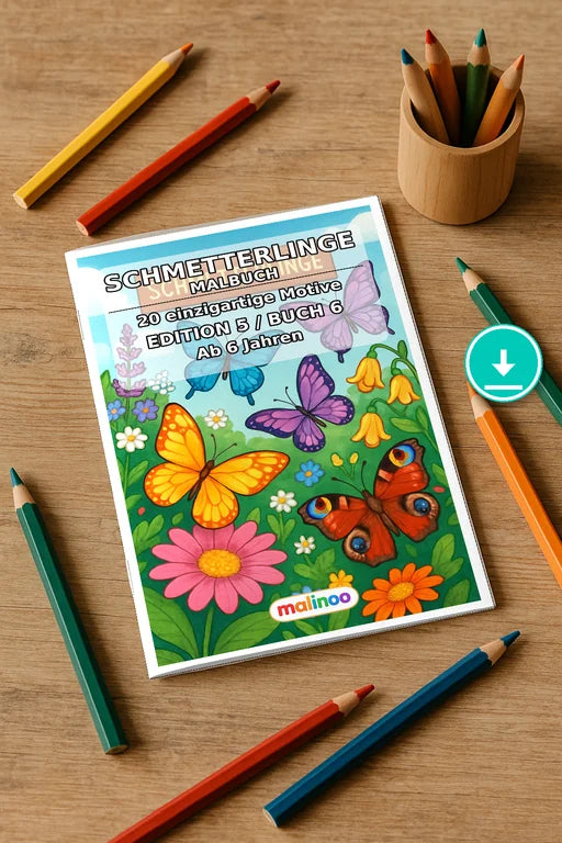 Schmetterlinge Malbuch 20 Ausmalbilder PDF Download – Mockup-Ansicht